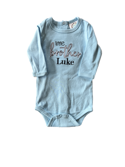 Little Brother Embroidered long sleeve bodysuit - Blue