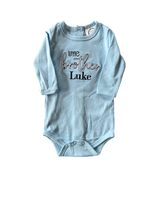 Little Brother Embroidered long sleeve bodysuit - Blue
