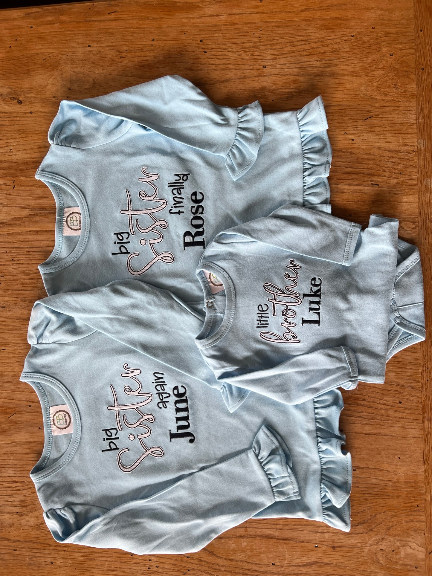 Little Brother Embroidered long sleeve bodysuit - Blue