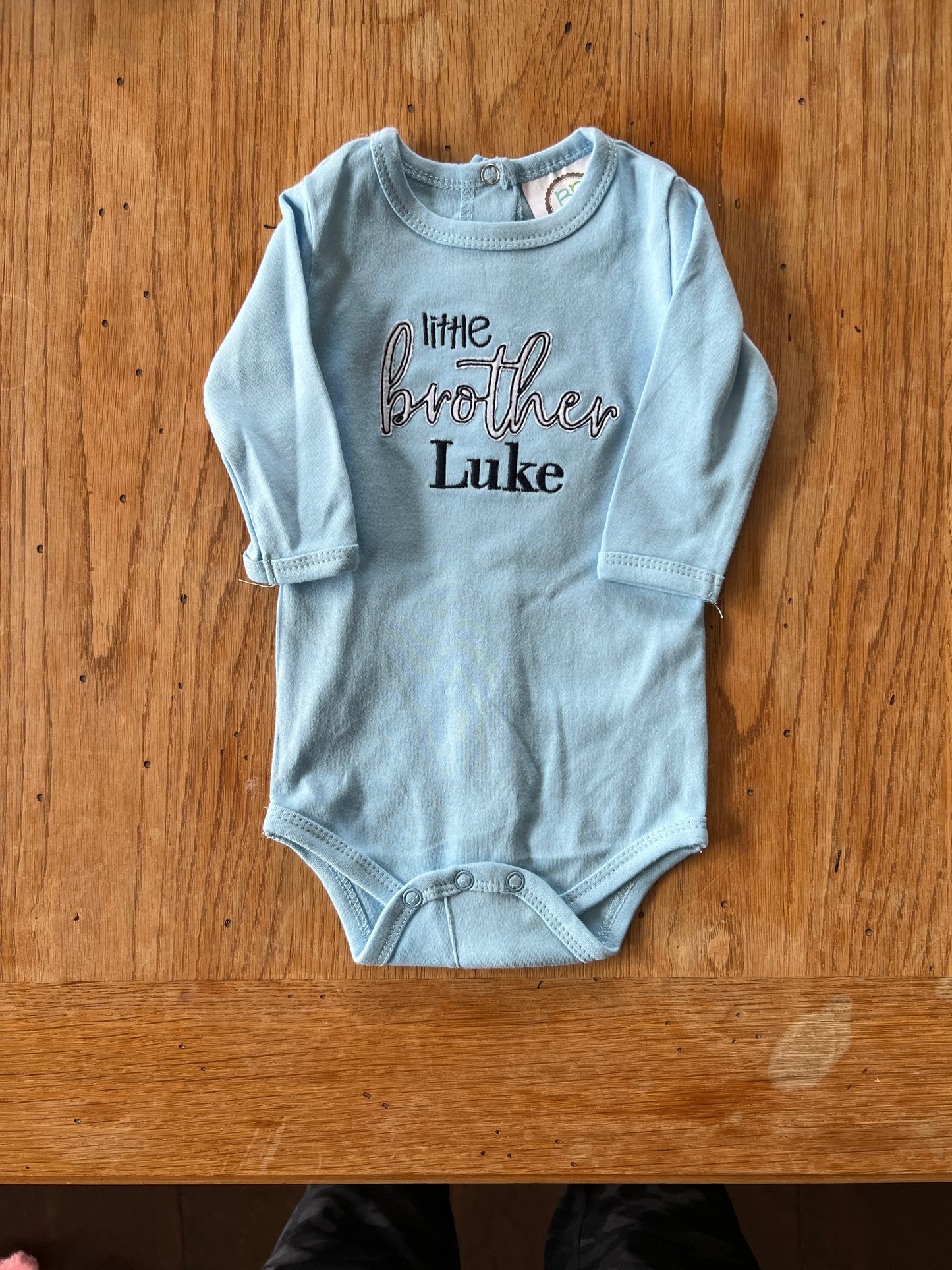 Little Brother Embroidered long sleeve bodysuit - Blue