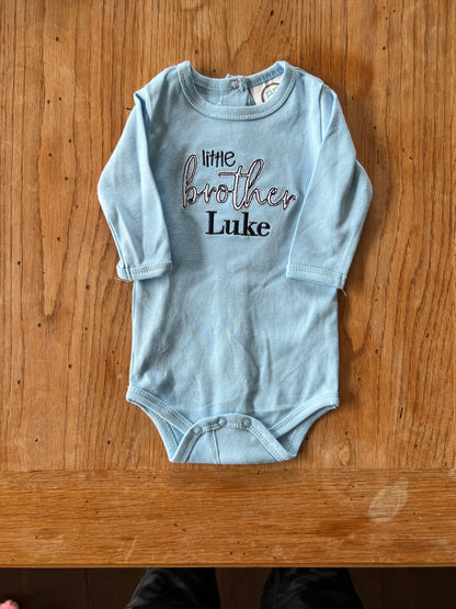 Little Brother Embroidered long sleeve bodysuit - Blue