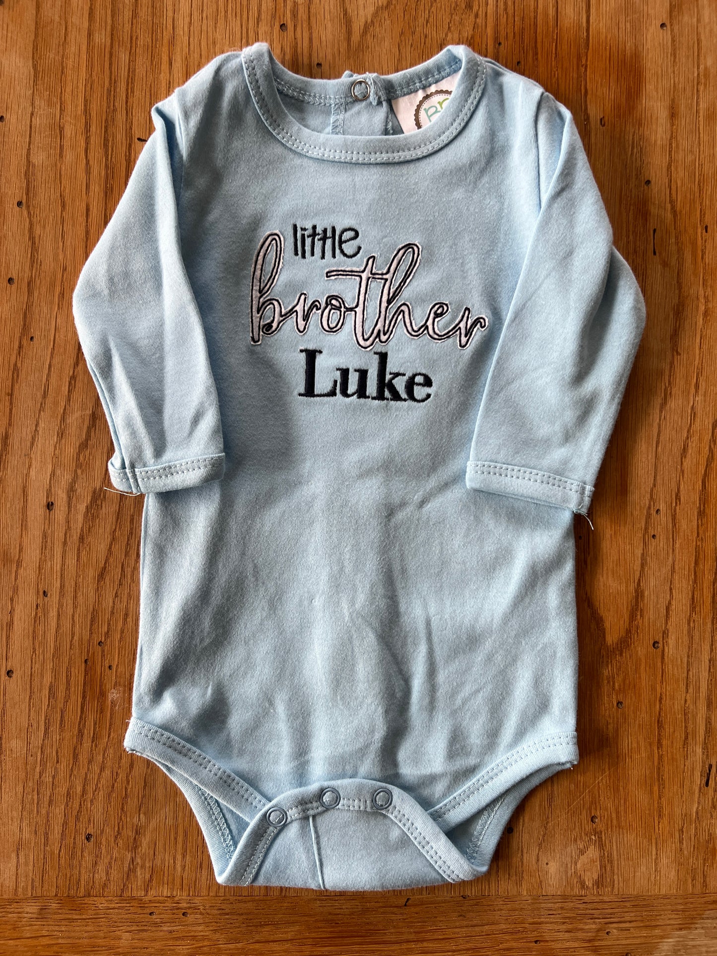 Little Brother Embroidered long sleeve bodysuit - Blue