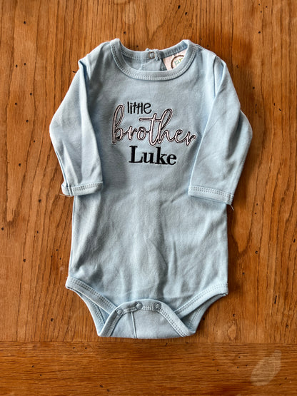 Little Brother Embroidered long sleeve bodysuit - Blue