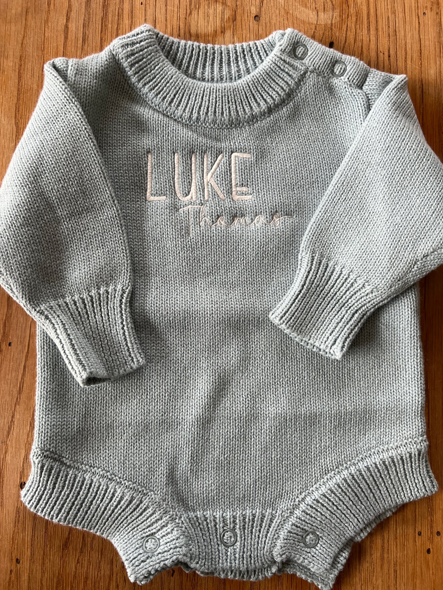 Personalized Long Sleeve 100% Cotton Knit Romper