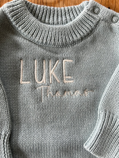 Personalized Long Sleeve 100% Cotton Knit Romper