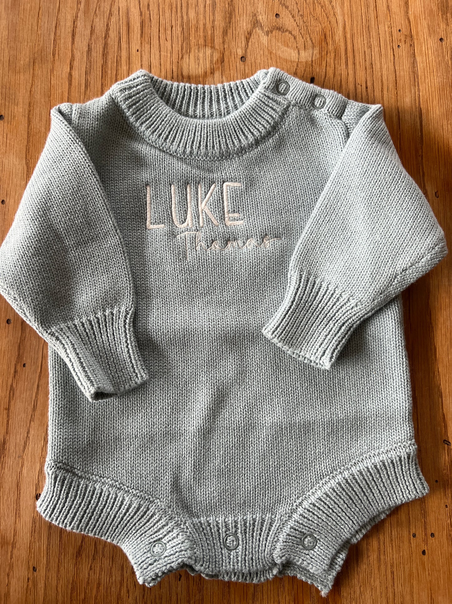 Personalized Long Sleeve 100% Cotton Knit Romper