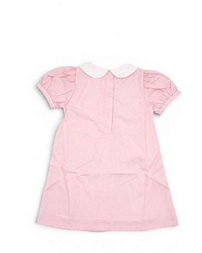 Personalized Embroidered Light Pink/Light Blue Cotton Dress for Girls