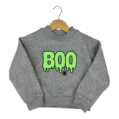 Adult Glitter "BOO" Embroidered Mock Neck Sweatshirt – Cozy Fall Halloween Pullover
