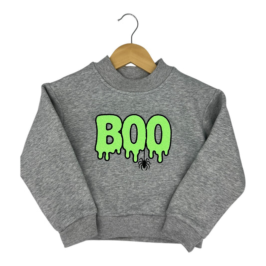 Adult Glitter "BOO" Embroidered Mock Neck Sweatshirt – Cozy Fall Halloween Pullover