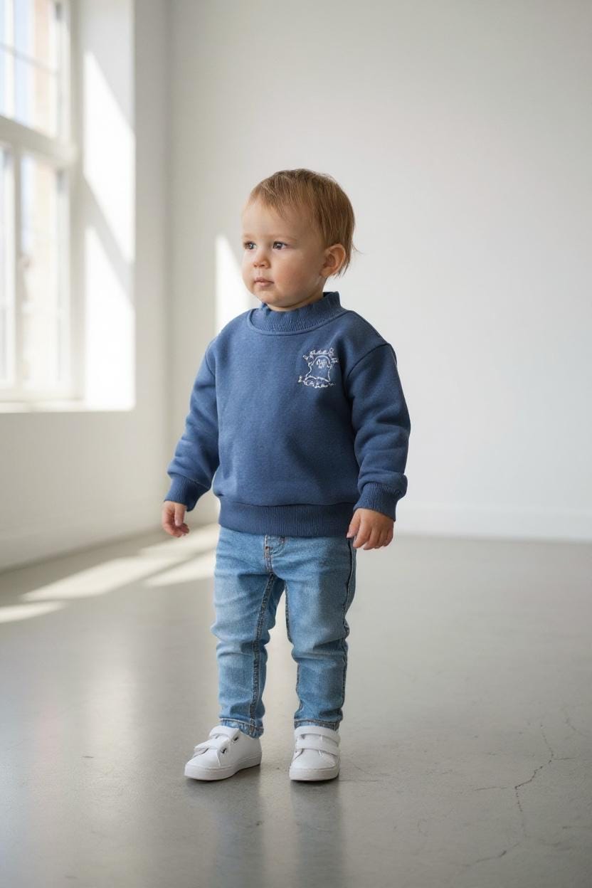 Toddler Spooky Season Ghost Embroidered Mock Neck Sweatshirt – Cozy Fall Halloween Pullover