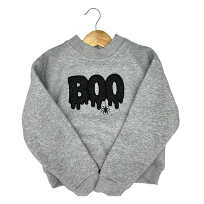 Adult Glitter "BOO" Embroidered Mock Neck Sweatshirt – Cozy Fall Halloween Pullover