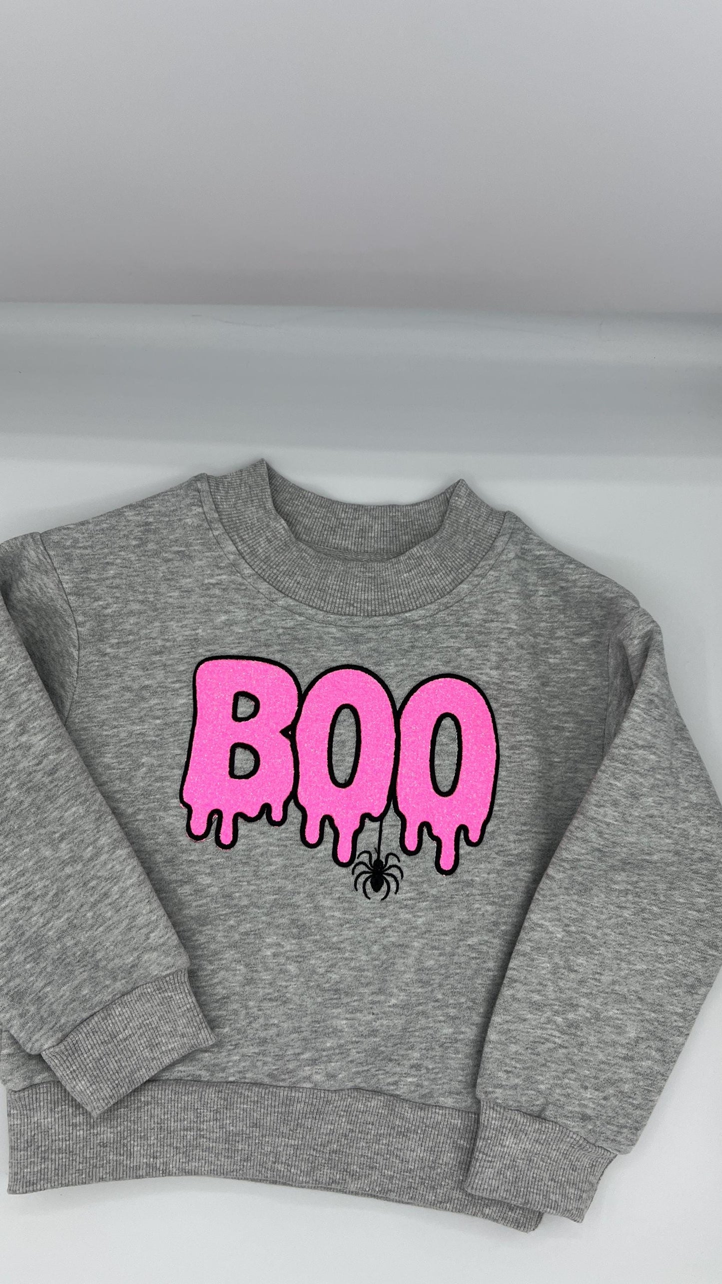 Adult Glitter "BOO" Embroidered Mock Neck Sweatshirt – Cozy Fall Halloween Pullover