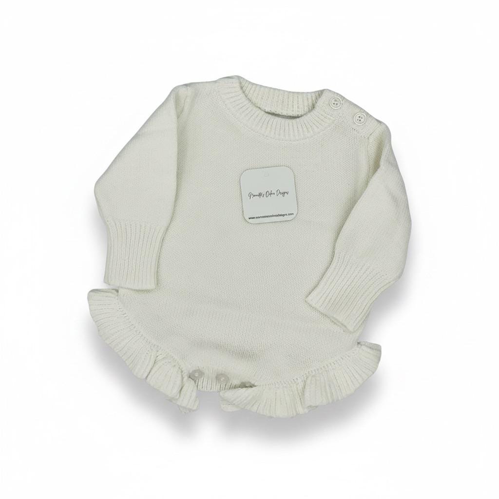 Personalized Embroidered Knitted Ruffle Leg Baby Romper