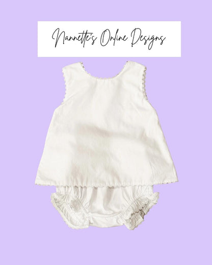 Personalized Embroidered Pink Trimmed White Cotton Diaper Set