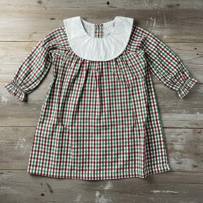 Personalized Embroidered Plaid Christmas Dress for Girls – Custom Monogram Holiday Dress