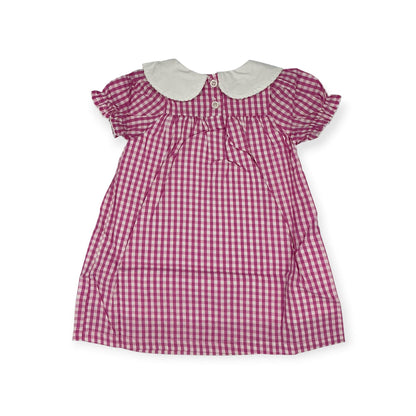 Personalized Embroidered Pink Gingham Bishop Dress for Girls – Custom Monogram Dress