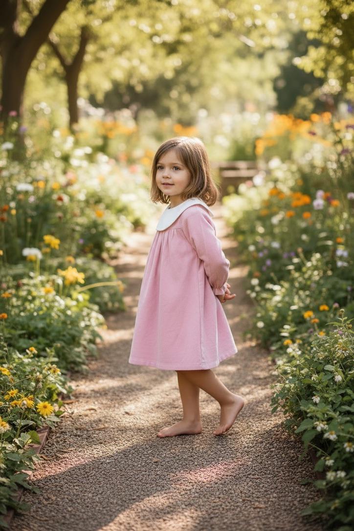Personalized Embroidered Pink Corduroy Dress for Girls
