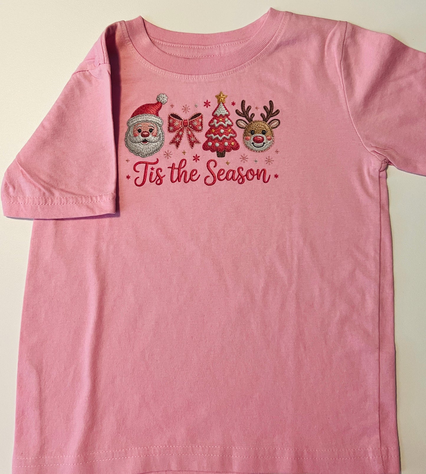 Kids DTG Printed Tis the Season Pink t-Shirt (2T–5T)
