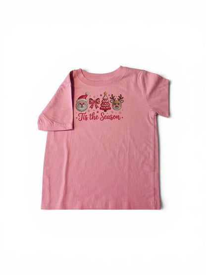 Kids DTG Printed Tis the Season Pink t-Shirt (2T–5T)