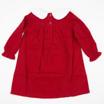Personalized Embroidered Red Corduroy Christmas Dress for Girls