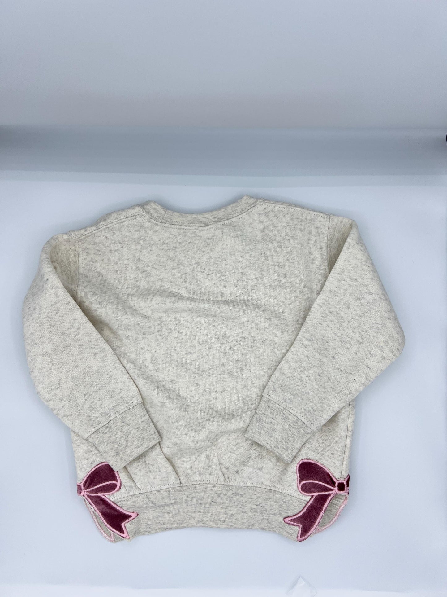 Pink Velvet Bow Embroidered Sweatshirt - Split Bows on Each Side - Can Personalize