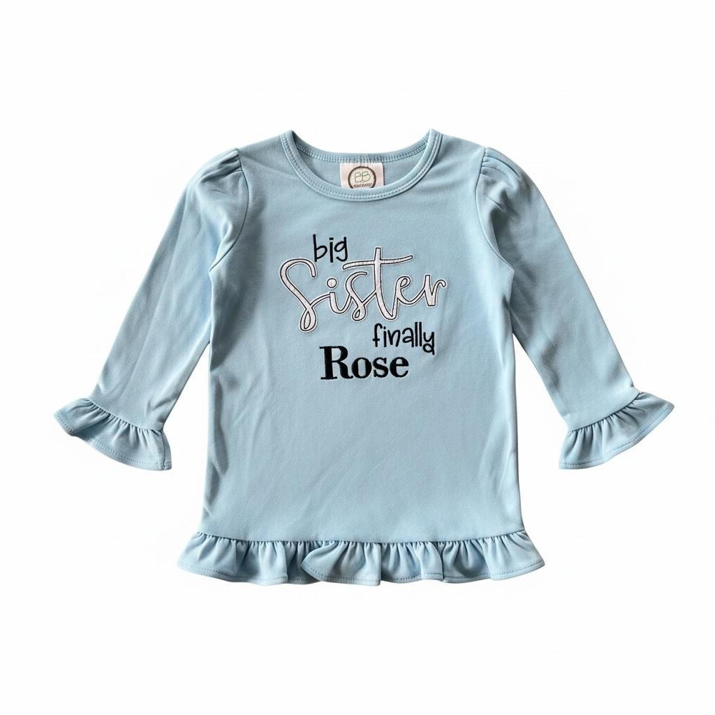 BIG SISTER Embroidered Ruffle Shirt