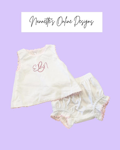 Personalized Embroidered Pink Gingham Cotton Diaper Set