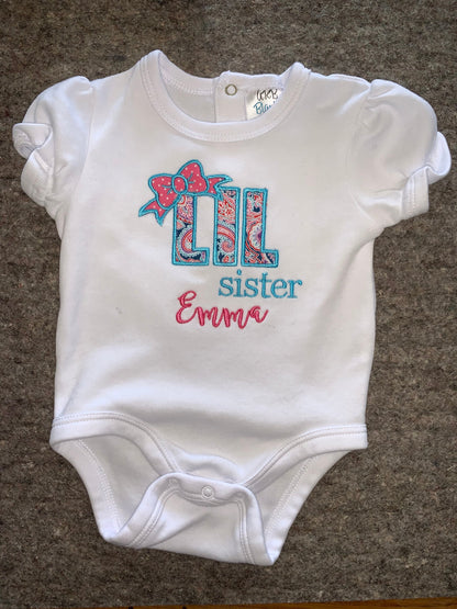 Embroidered Little Sister Shirt