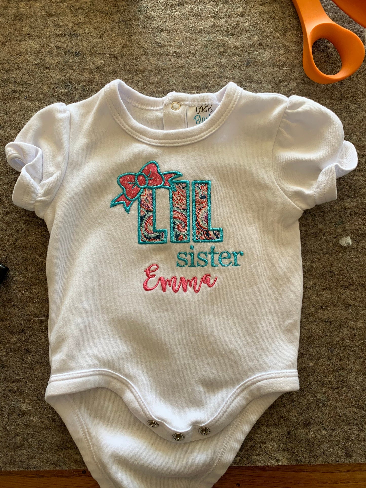 Baby Embroidered Little Sister Shirt or body suit