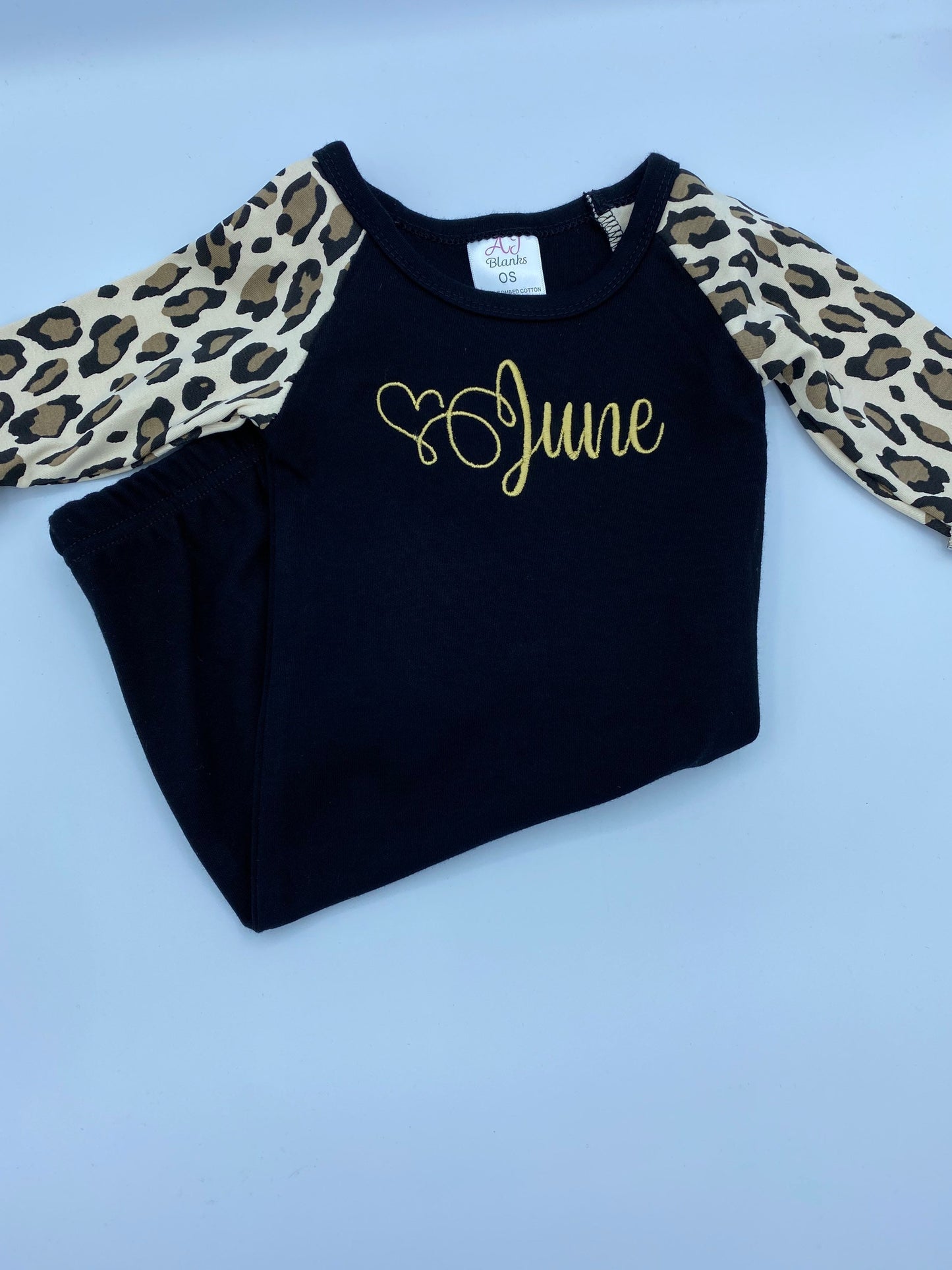 Newborn Embroidery Personalized Leopard Baby Gown with Headband