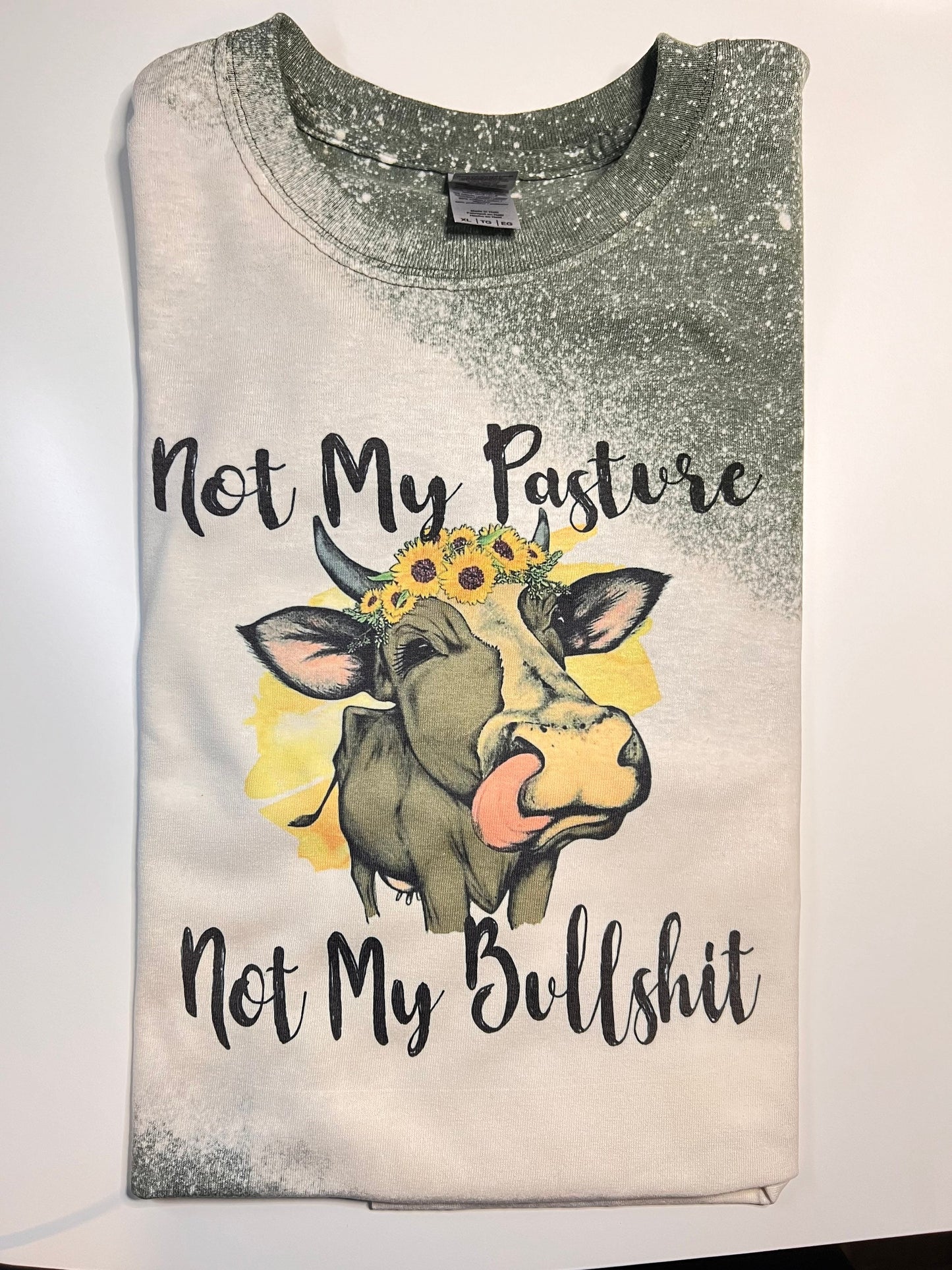Not My Pasture  Bleached T-Shirt: Funny Cow Graphic Tee