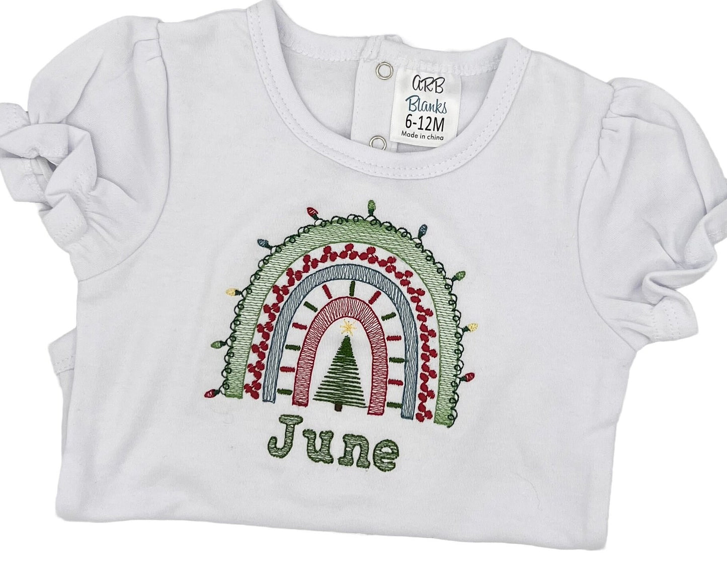 Embroidered Rainbow Christmas Shirt - Infant/Child Bodysuit/Shirt