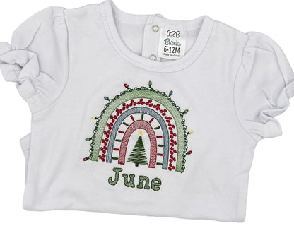 Embroidered Rainbow Christmas Shirt - Infant/Child Bodysuit/Shirt