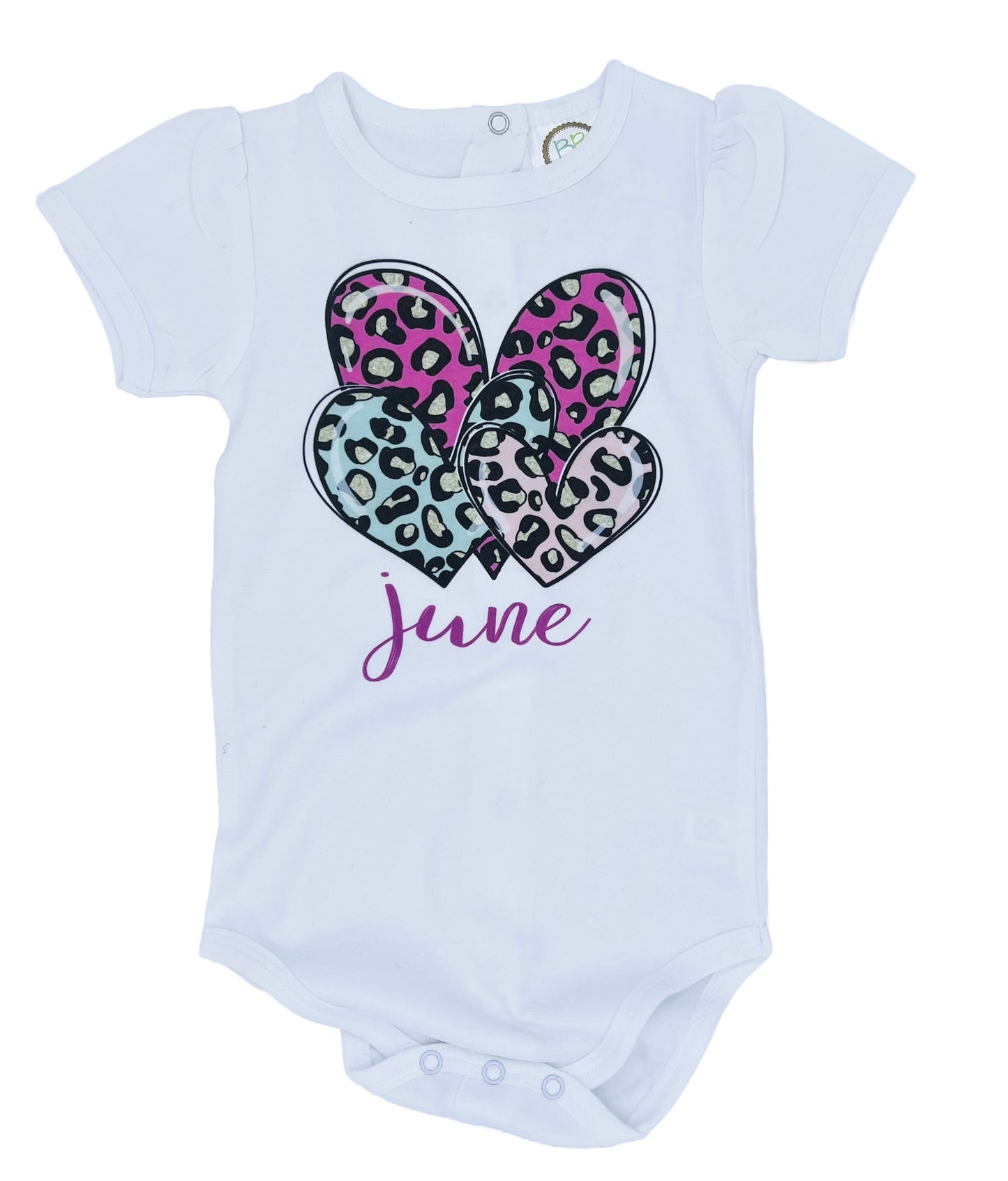 Kids Personalized Leopard Hearts Baby Bodysuit