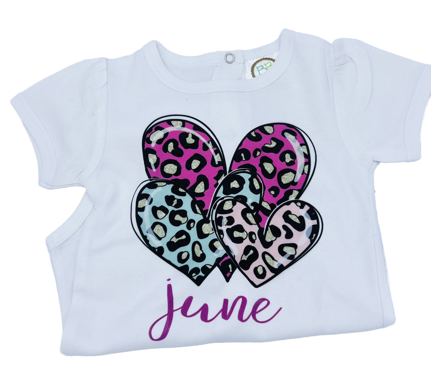 Kids Personalized Leopard Hearts Baby Bodysuit