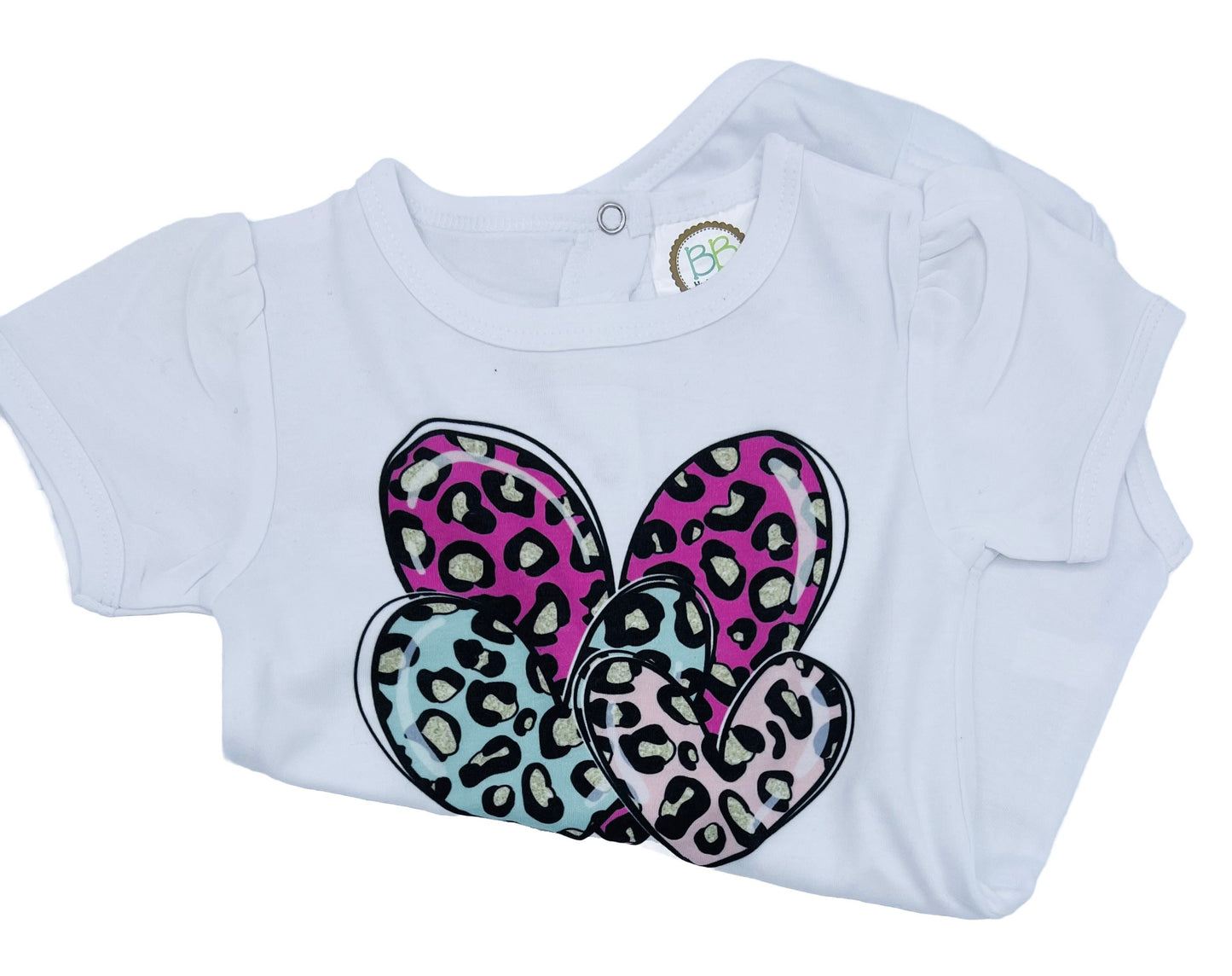 Kids Personalized Leopard Hearts Baby Bodysuit