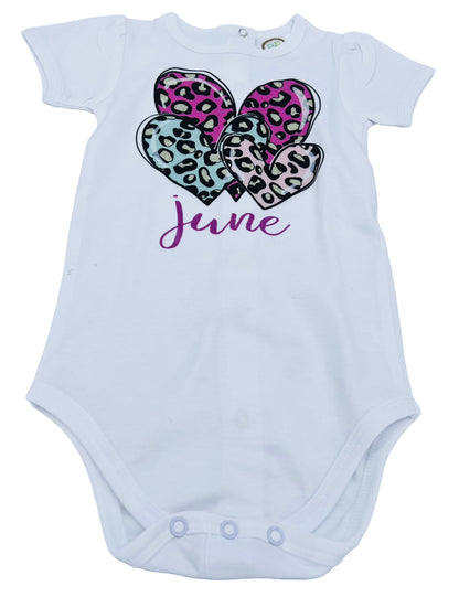 Kids Personalized Leopard Hearts Baby Bodysuit