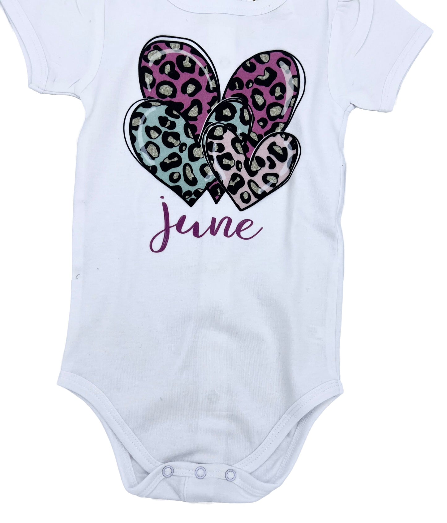 Kids Personalized Leopard Hearts Baby Bodysuit
