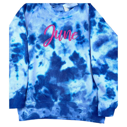 Kids Personalized embroidered Tie Dye Sweatshirt