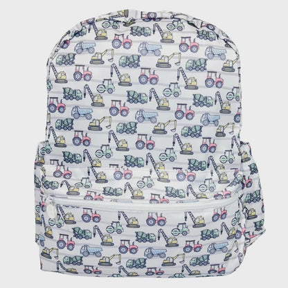 Personalized Construction Truck Backpack – Toddler, Full Size, Lunch Bag, Nap Mat