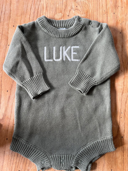 Personalized Embroidered Knitted Neutral Baby Bodysuits