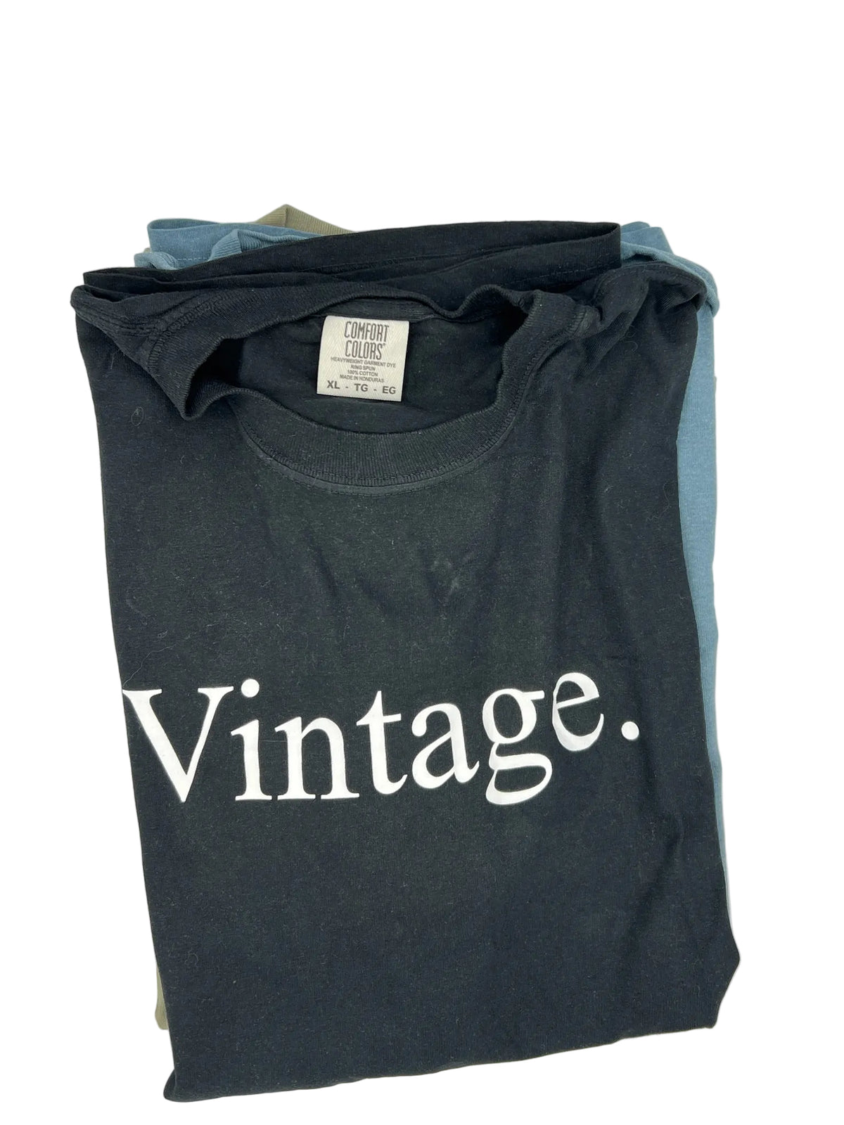 Nannette's Online Designs black heavyweight cotton crewneck t-shirt with white Vintage graphic text