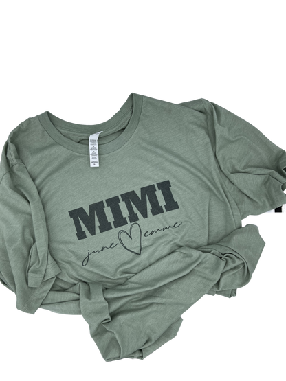 Personalized Mimi T-Shirt – Custom Grandma & Grandchild Name Shirt