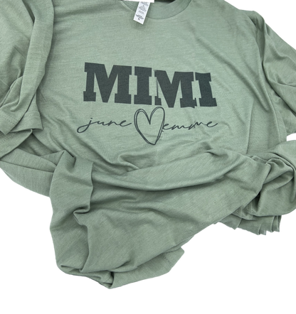 Personalized Mimi T-Shirt – Custom Grandma & Grandchild Name Shirt