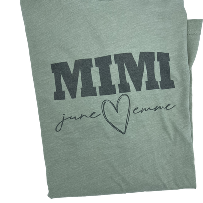 Personalized Mimi T-Shirt – Custom Grandma & Grandchild Name Shirt