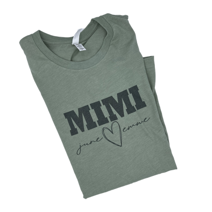 Personalized Mimi T-Shirt – Custom Grandma & Grandchild Name Shirt