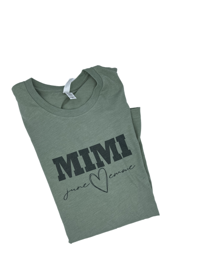 Personalized Mimi T-Shirt – Custom Grandma & Grandchild Name Shirt