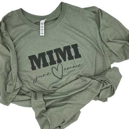Personalized Mimi T-Shirt – Custom Grandma & Grandchild Name Shirt