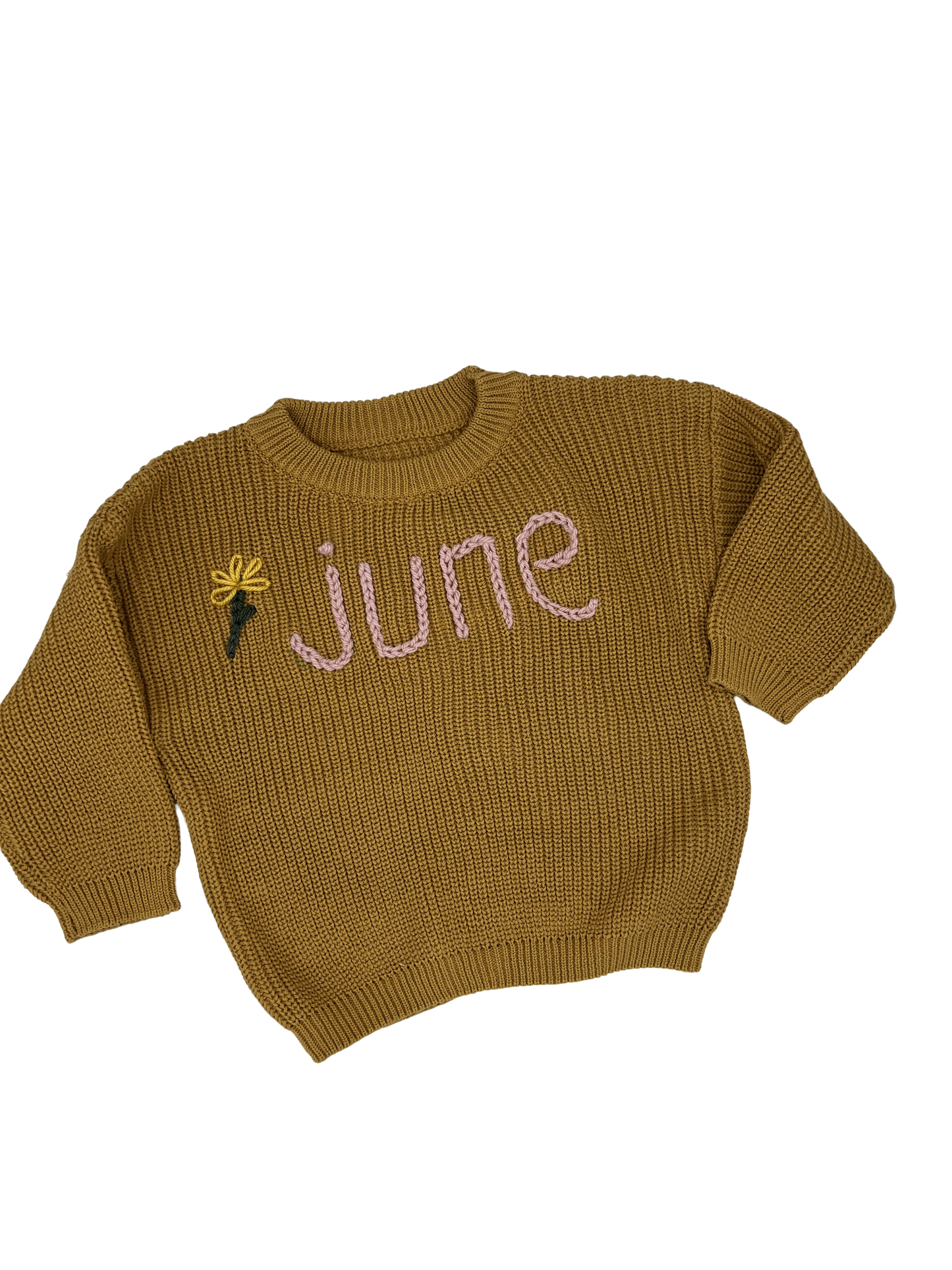 Personalized Hand Embroidered Baby and Toddler Sweaters Block letters