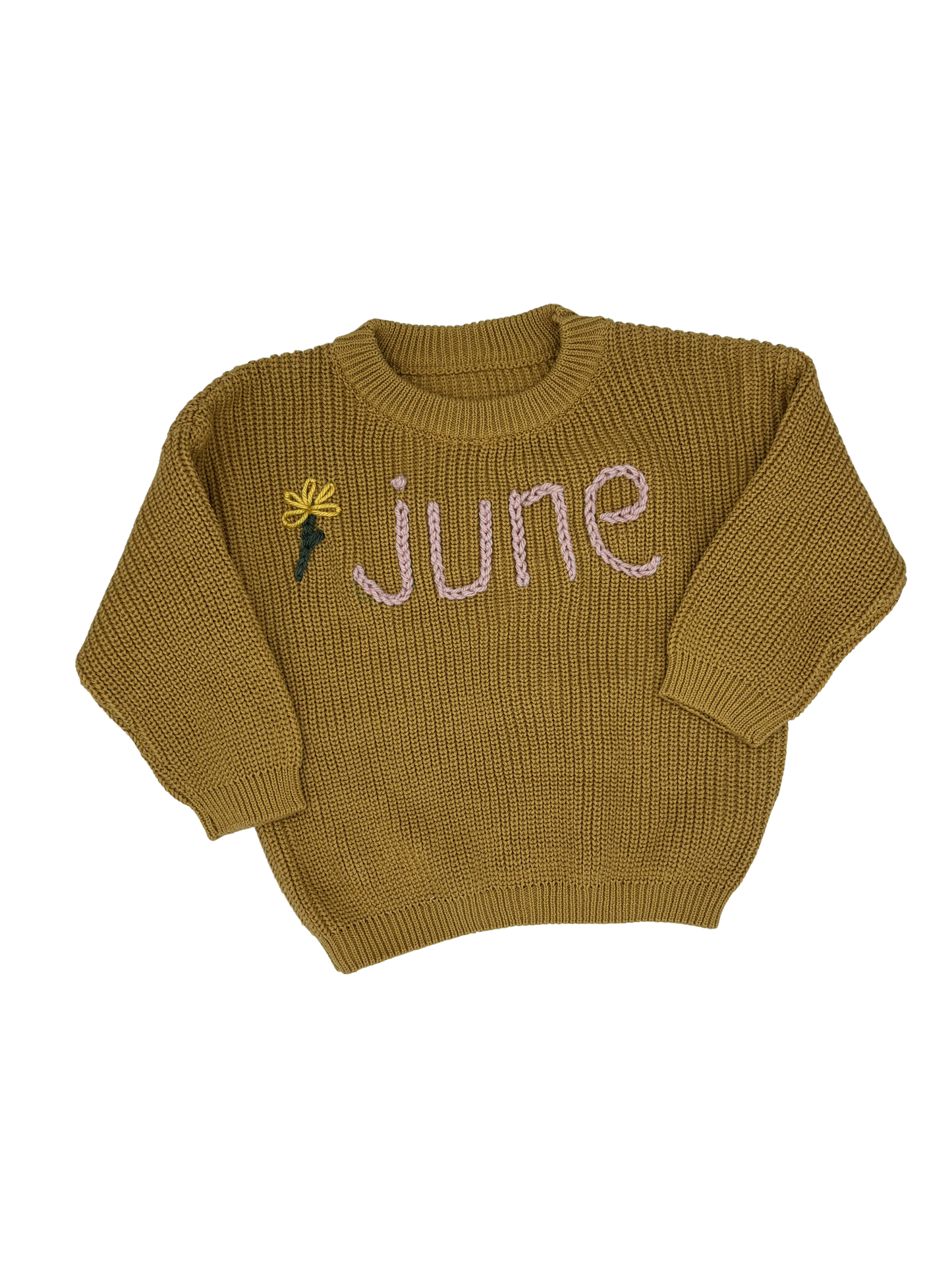 Personalized Hand Embroidered Baby and Toddler Sweaters Block letters